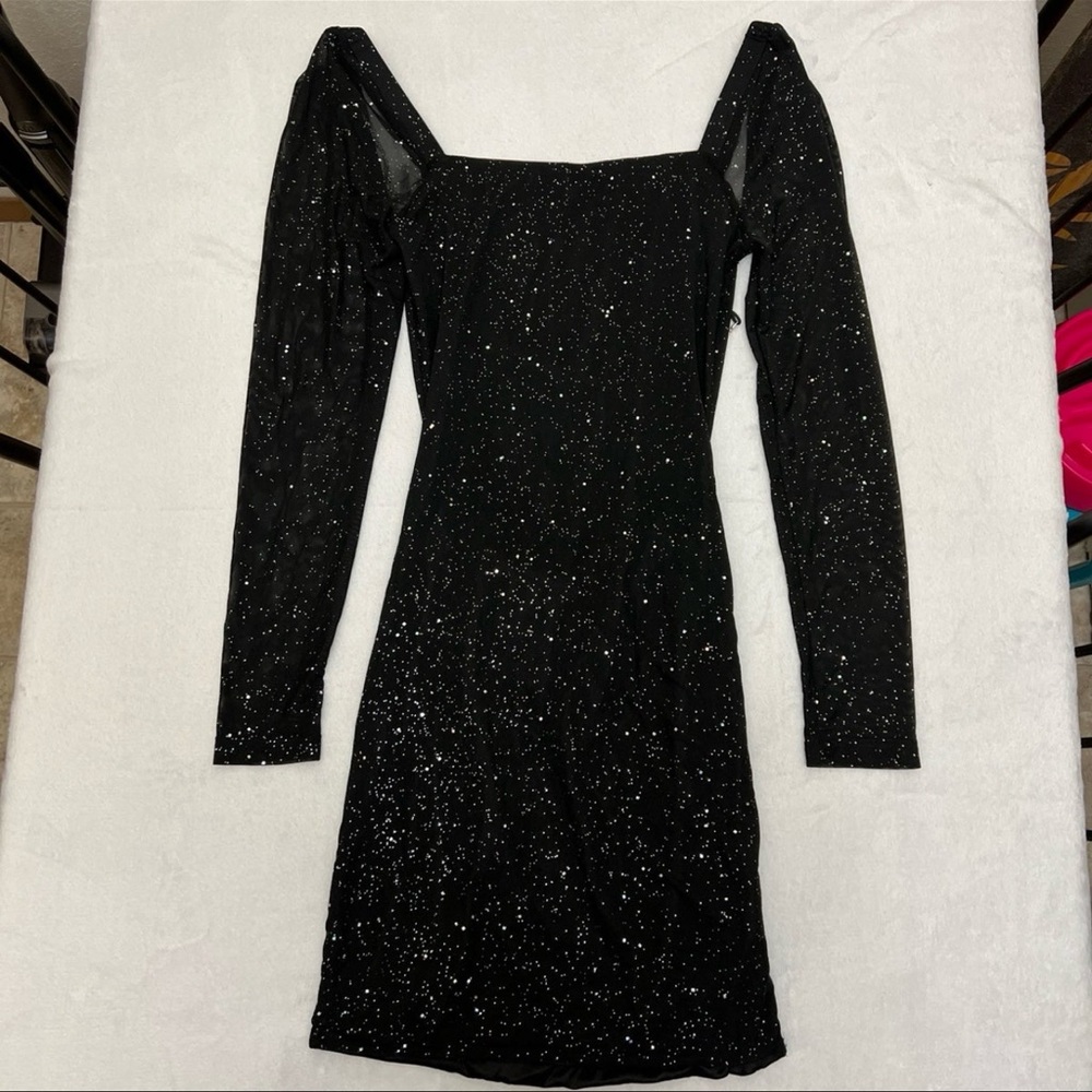 Black open back mesh mini Dress